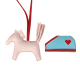 Hermes Rodeo Robeo Coeur Charm PM Rose Darling, Bleu Celeste & Rouge Radieux Milo Lambskin