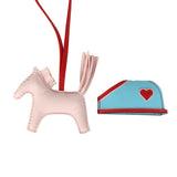Hermes Rodeo Robeo Coeur Charm PM Rose Darling, Bleu Celeste & Rouge Radieux Milo Lambskin