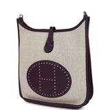 Hermes Evelyne III PM Cassis Clemence and Ecru Toile H Palladium Hardware