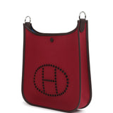 Hermes Neo Evelyne PM Rubis Officier Canvas and Rouge Sellier Swift Palladium Hardware