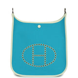 Hermes Neo Evelyne PM Bleu Azteque Officier Canvas and Vert Fizz Swift Palladium Hardware