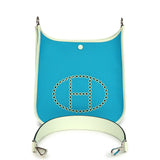 Hermes Neo Evelyne PM Bleu Azteque Officier Canvas and Vert Fizz Swift Palladium Hardware