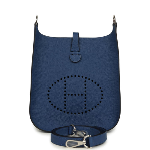 Hermes Evelyne Sellier TPM Bleu Tie Epsom Palladium Hardware