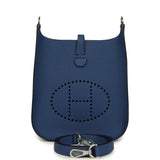 Hermes Evelyne Sellier TPM Bleu Tie Epsom Palladium Hardware
