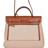 Hermes Herbag Zip Pm 31 Ecru Beige and Naturel Viking Criss Toile Fauve Hunter Gold Hardware