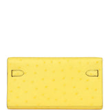 Hermes Kelly To Go Wallet Jaune Citron Ostrich Palladium Hardware