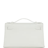 Hermes Kelly Pochette White Swift Palladium Hardware
