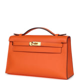Hermes Special Order (HSS) Kelly Pochette Orange Verso Swift Gold Hardware