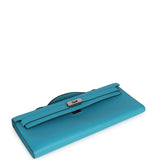 Pre-owned Hermes Kelly Cut Turquoise Swift Palladium Hardware