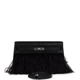 Hermes Kelly Elan Foile Chevre Chamkila and Ostrich Feather Palladium Hardware