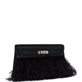 Hermes Kelly Elan Foile Chevre Chamkila and Ostrich Feather Palladium Hardware