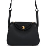 Hermes Mini Lindy II Black Clemence Gold Hardware