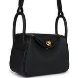 Hermes Mini Lindy II Black Clemence Gold Hardware