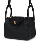 Hermes Mini Lindy II Black Clemence Gold Hardware