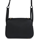 Hermes Mini Lindy II Black Clemence Gold Hardware