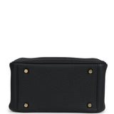 Hermes Mini Lindy II Black Clemence Gold Hardware