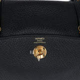 Hermes Mini Lindy II Black Clemence Gold Hardware