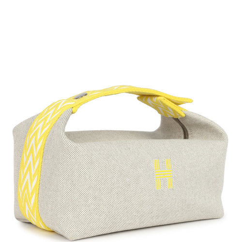 Hermes Bride A Brac Case PM Jaune Citron Plume Canvas Palladium Hardware