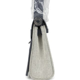 Hermes Herbag Zip 20 Mini Ecru and Ardoise Toile H Canvas and Ardoise Vache Hunter Palladium Hardware