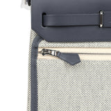 Hermes Herbag Zip 20 Mini Ecru and Ardoise Toile H Canvas and Ardoise Vache Hunter Palladium Hardware