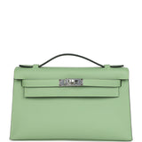 Hermes Kelly Pochette Vert Criquet Swift Palladium Hardware
