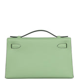 Hermes Kelly Pochette Vert Criquet Swift Palladium Hardware