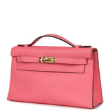 Hermes Kelly Pochette Rose Azalee Swift Gold Hardware