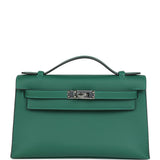 Hermes Kelly Pochette Vert Moyen Swift Palladium Hardware