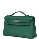 Hermes Kelly Pochette Vert Moyen Swift Palladium Hardware
