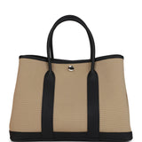 Hermes Garden Party 30 Trench Toile Officier Canvas and Black Negonda Palladium Hardware