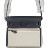Hermes Herbag Zip 20 Mini Ecru and Bleu Glacier Toile H Canvas and Ardoise Vache Hunter Palladium Hardware