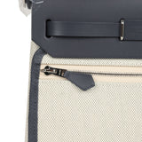 Hermes Herbag Zip 20 Mini Ecru and Bleu Glacier Toile H Canvas and Ardoise Vache Hunter Palladium Hardware