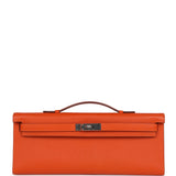 Pre-owned Hermes Kelly Cut Feu Epsom Palladium Hardware