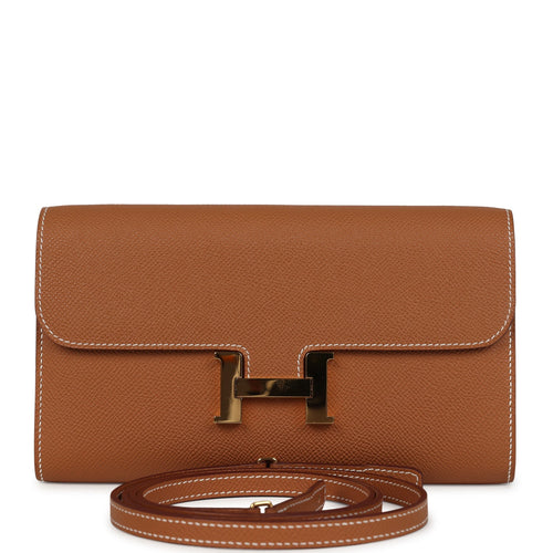 Pre-owned Hermes Constance Wallet To Go Gold Epsom Gold Hardware
