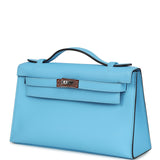 Hermes Kelly Pochette Celeste Swift Palladium Hardware