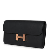 Hermes Constance Wallet To Go Black Epsom Rose Gold Hardware