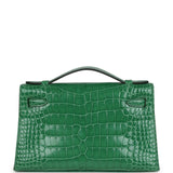 Hermes Kelly Pochette Cactus Shiny Alligator Gold Hardware