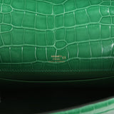 Hermes Kelly Pochette Cactus Shiny Alligator Gold Hardware