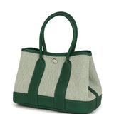 Hermes Garden Party Neo 23 Vert Moyen-Ecru Toile H Canvas and Vert Moyen Negonda Palladium Hardware