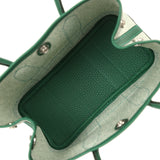 Hermes Garden Party Neo 23 Vert Moyen-Ecru Toile H Canvas and Vert Moyen Negonda Palladium Hardware