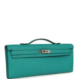 Pre-owned Hermes Kelly Cut Vert Verone Swift Palladium Hardware