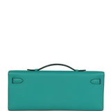 Pre-owned Hermes Kelly Cut Vert Verone Swift Palladium Hardware