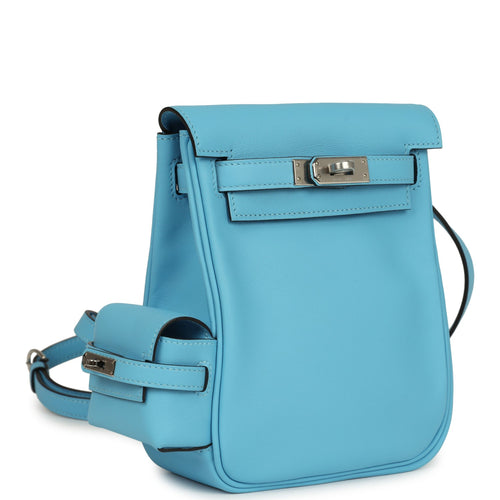 Hermes Mini Kelly Jump Backpack Celeste Swift Palladium Hardware