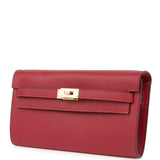 Hermes Kelly Wallet To Go Rouge Grenat Epsom Gold Hardware