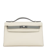 Hermes Special Order (HSS) Kelly Pochette Beton and Gris Meyer Swift Palladium Hardware