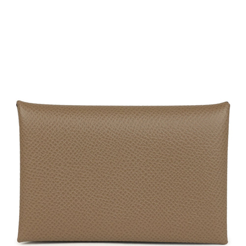 Hermes Calvi Card Holder Etoupe Epsom Palladium Hardware