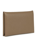 Hermes Calvi Card Holder Etoupe Epsom Palladium Hardware