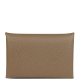 Hermes Calvi Card Holder Etoupe Epsom Palladium Hardware