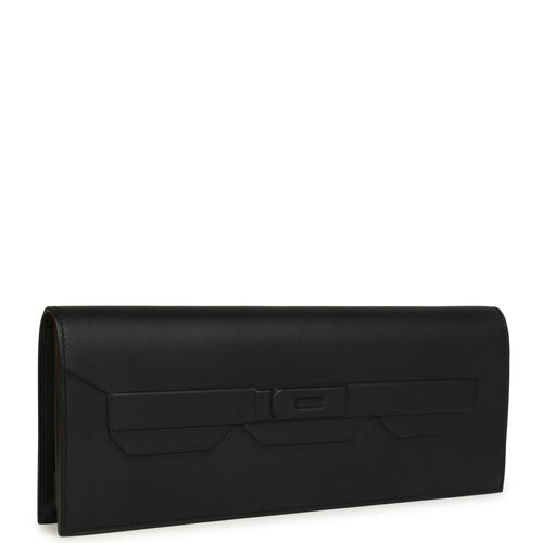 Pre-owned Hermes Shadow Birkin Clutch Cut Black Swift