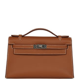 Hermes Kelly Pochette Gold Swift Palladium Hardware